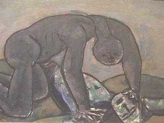 Knieender ber Totem, um 1957, l auf Hartfaserplatte, 50 x 82, 6.500,00 €