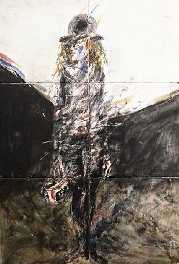 Frau mit Hut und Helm, 1978, sechsteiliges Kachelbild, Zinnglasur, Aufglasurmalerei, 45 x 30, 1.800,00 €