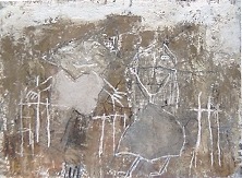 Im Einklang, 2002, 40 x 55, Mischtechnik auf Papier, l, Strukturpaste, Bleistift , 850 Euro