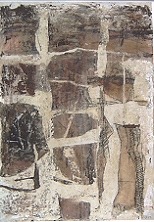Brücke, 2003, 86 x 61, Collage, Öl, Stifte, Strukturpaste auf Papier, 1 600 Euro