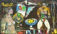 Cora, die �quilibristin, 1971, �l auf Hartfaser, 25,5 x 42,5 cm